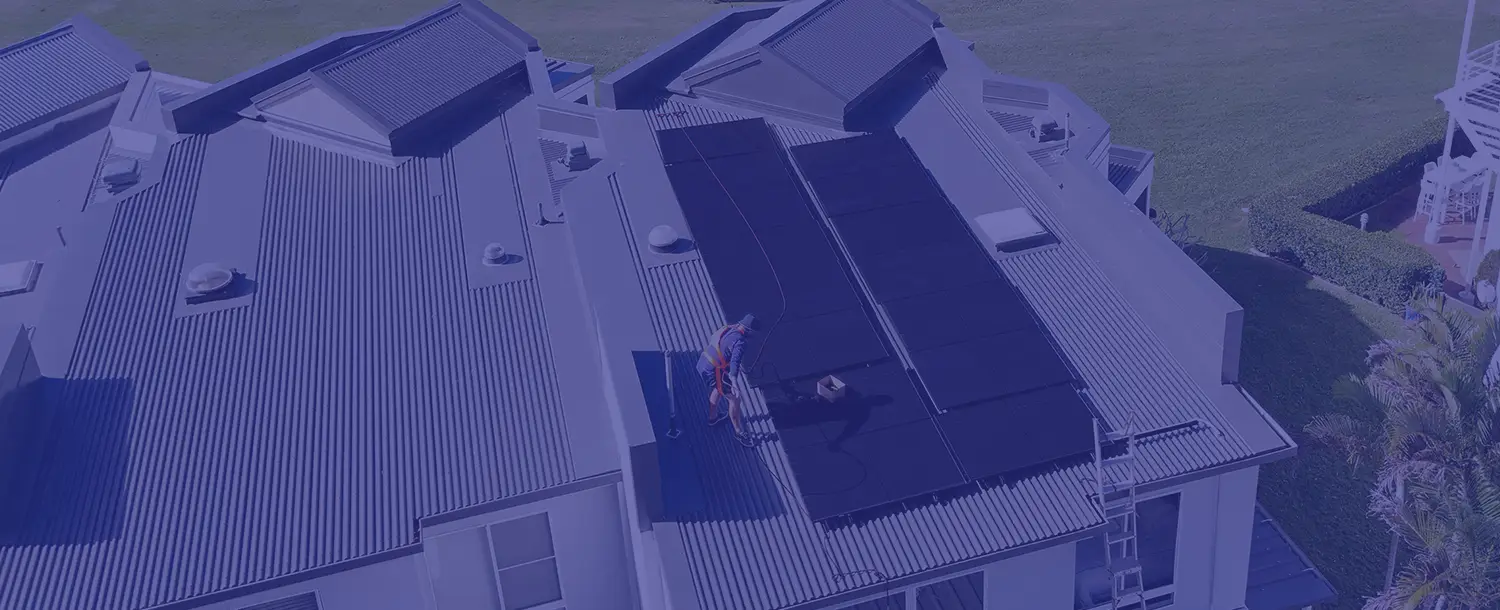 Drone view of a residential solar installation on the Gold Coast